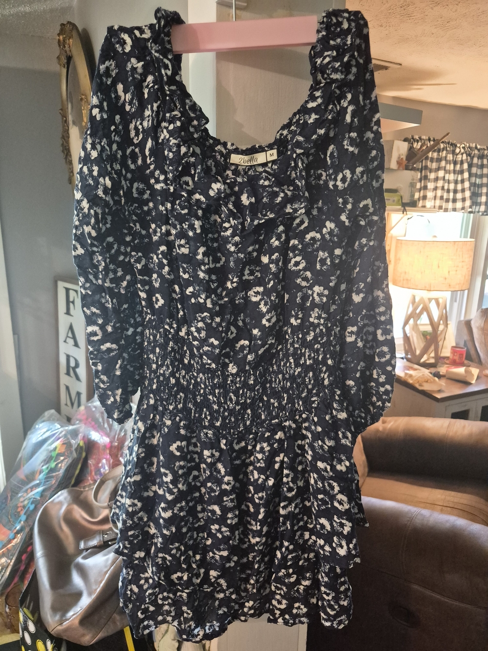 2Bella Navy Floral Ruffle Dress